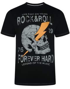 KAM Rock N Roll Totenkopf-Print T-Shirt schwarz